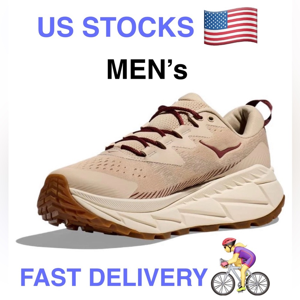 Hoka One One skyline float X MEN Beige and Maroon Athletic sneaker, hiking Shoes
